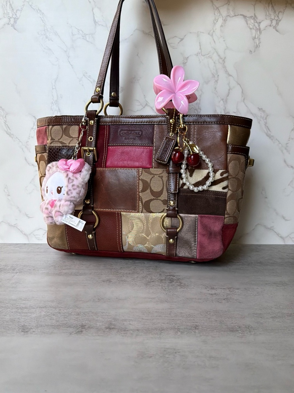 Patchwork Coach Y2K Tote Shoulder Bag